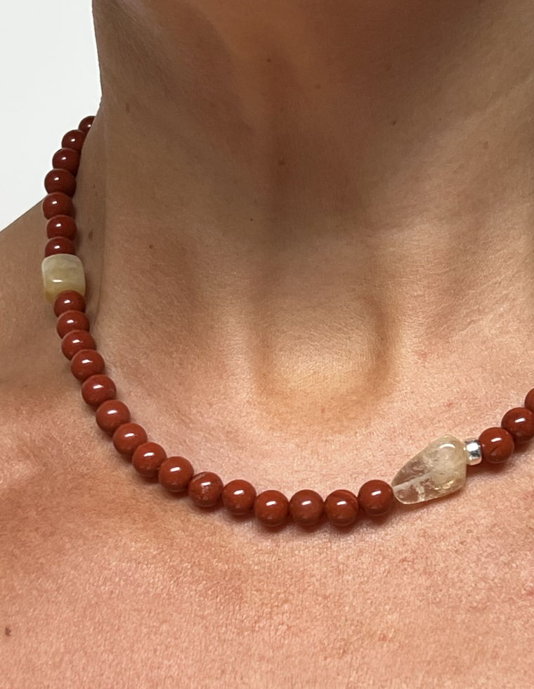 Miralyn - Red Jasper & Yellow Agate Necklace