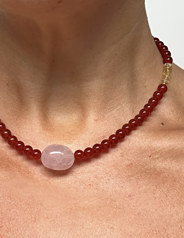 Vorenna - Carnelian & Rose Quartz Necklace