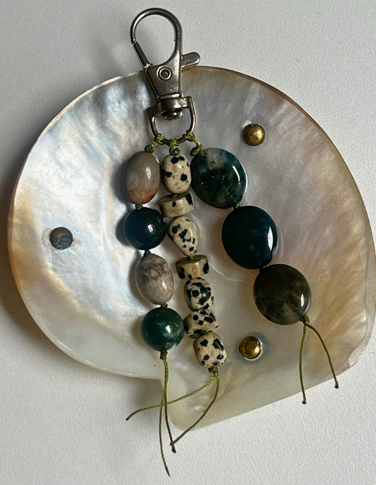 Stoned Charm - Moss Agate & Bloodstone