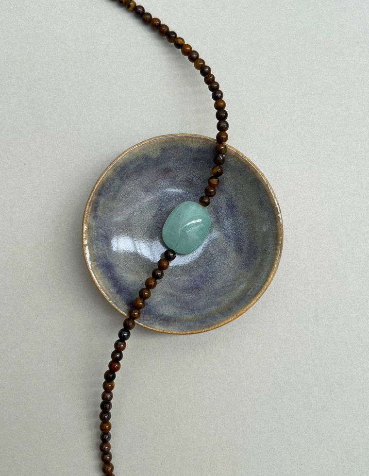 Cairn 16 – Tiger's Eye & Blue Beryl Necklace