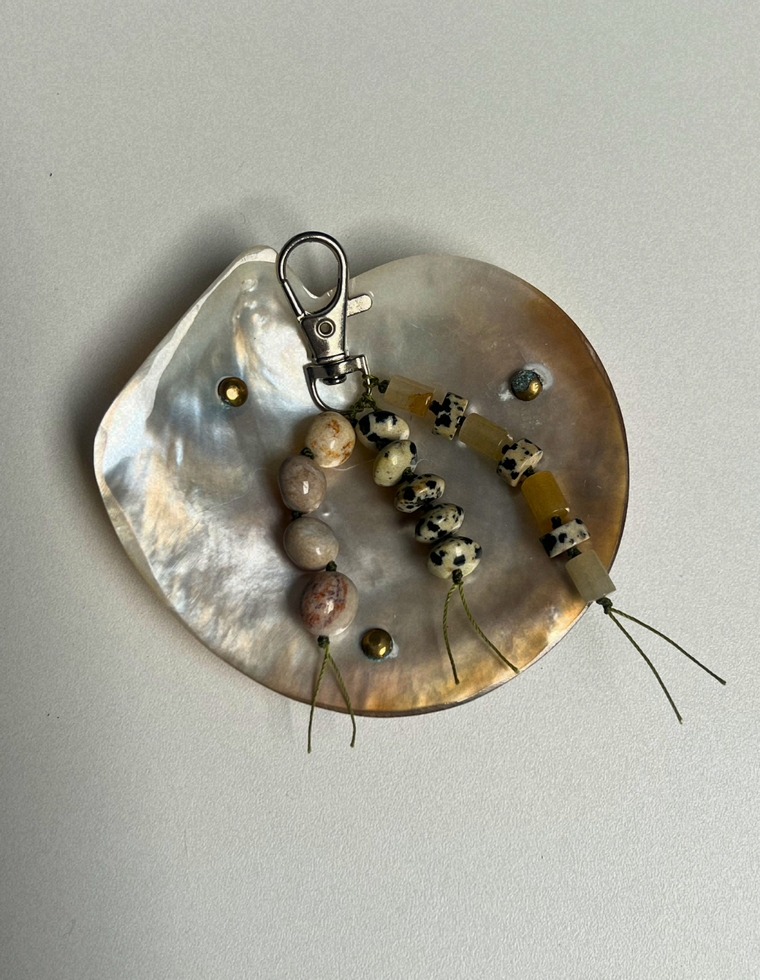 Stoned Charm - Fossilised Coral & Dalmatian Jasper