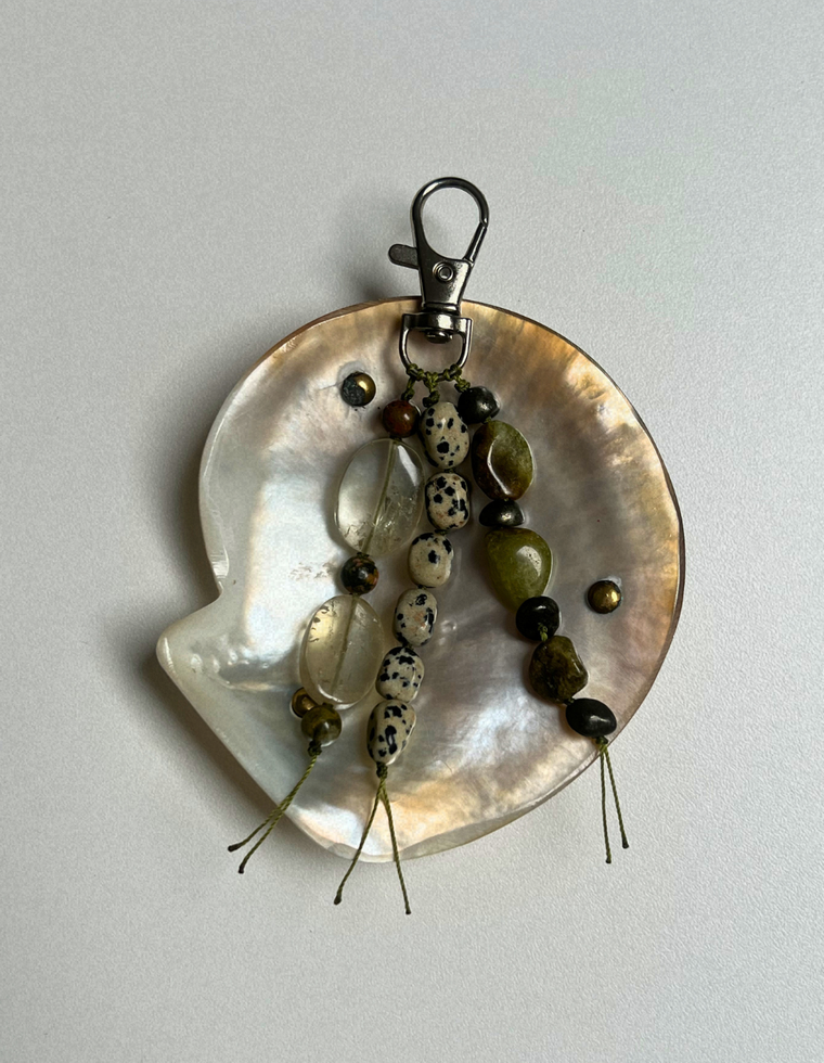 Stoned Charm - Pyrite & Green Garnet