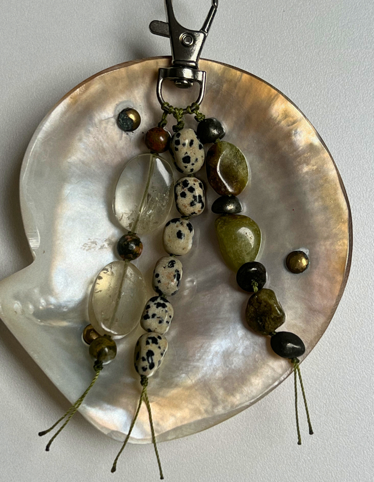 Stoned Charm - Pyrite & Green Garnet