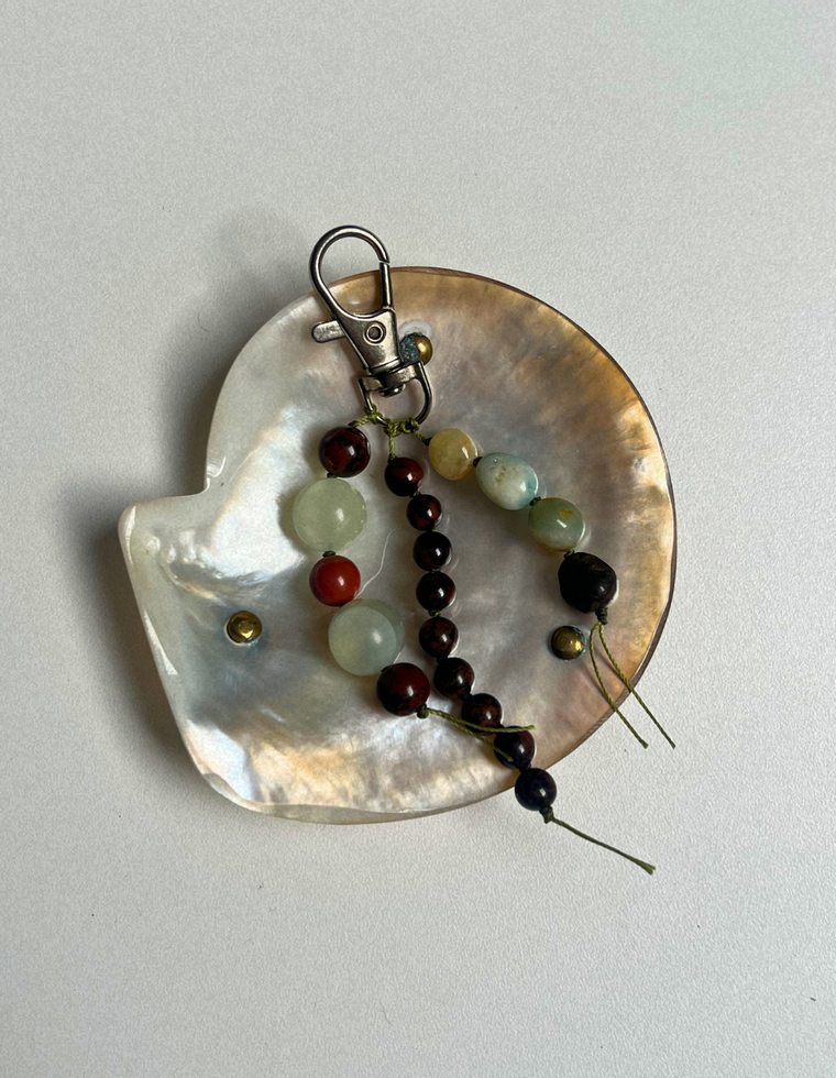 Stoned Charm - Flower Amazonite & Mahogany Obsidian