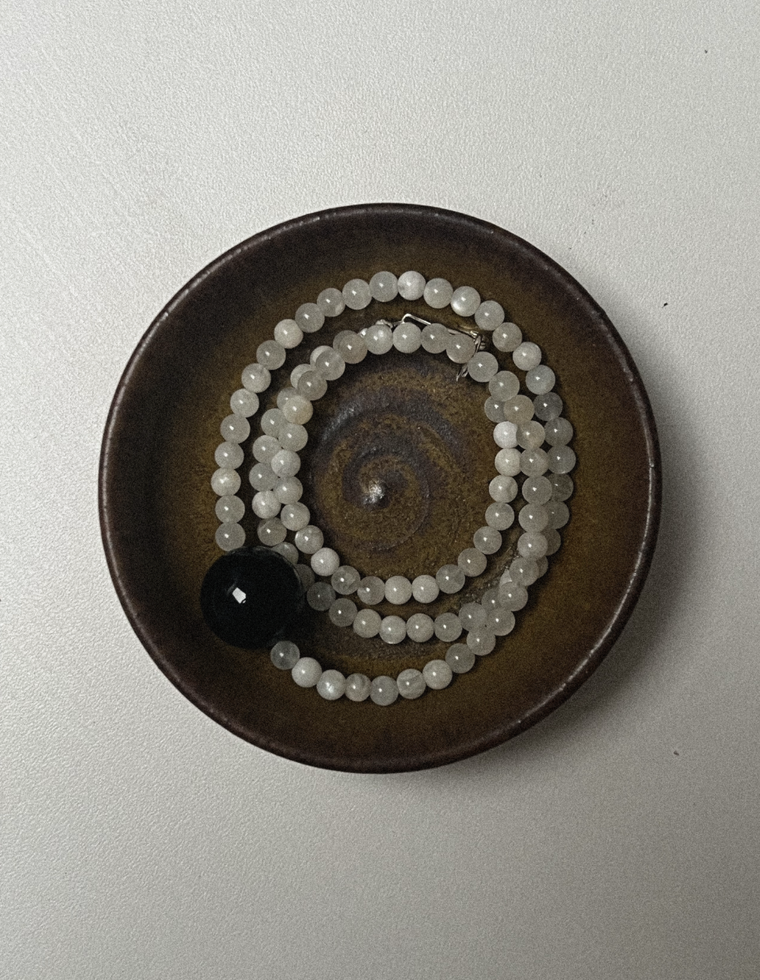 Unfurl 1 - Moonstone & Onyx Necklace