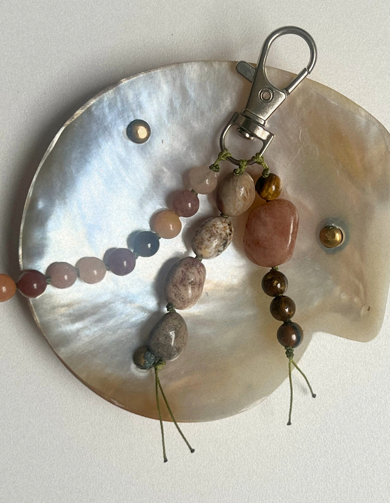 Stoned Charm - Fossilised Coral & Tiger Eye