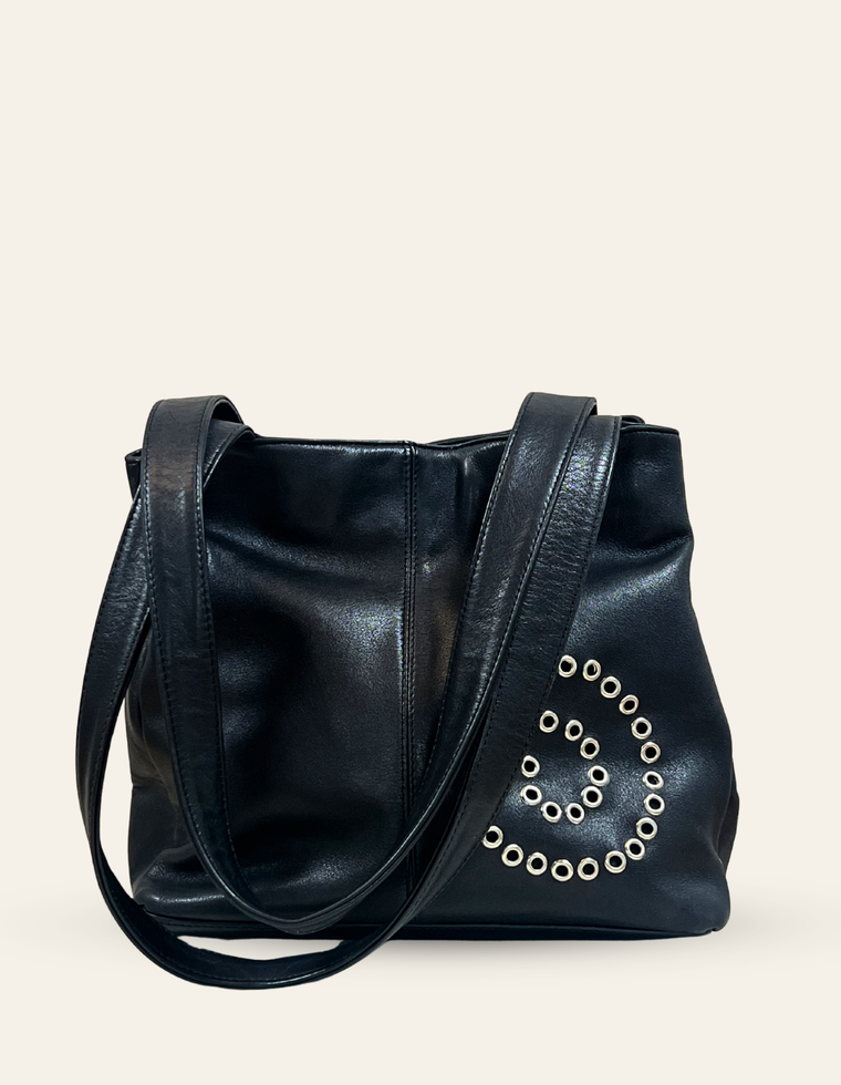 Spiral Stud Vintage Leather Bag / Piece 4