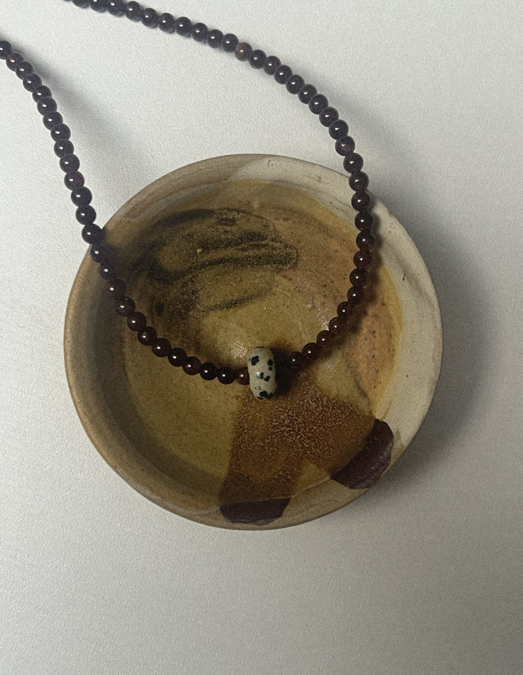 Ground Seven - Garnet & Dalmatian Jasper Necklace