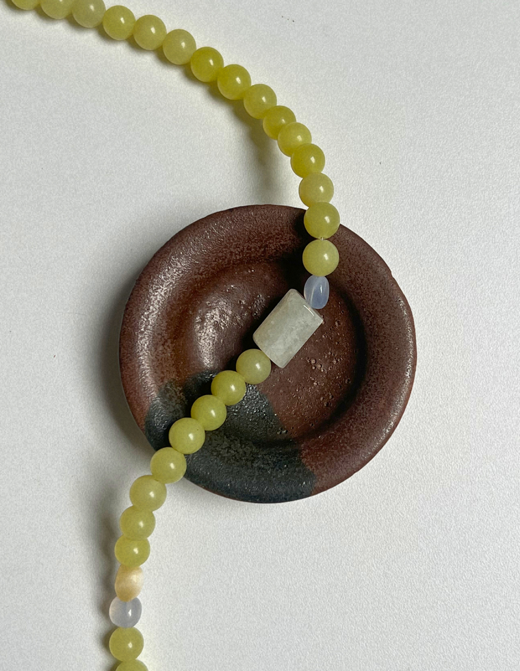 Halo 5 - Olive Jade & Citrine Necklace