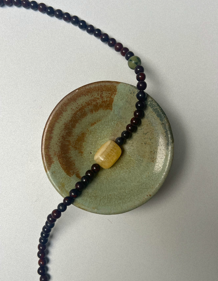 Centred 2 - Bloodstone & Yellow Calcite Necklace