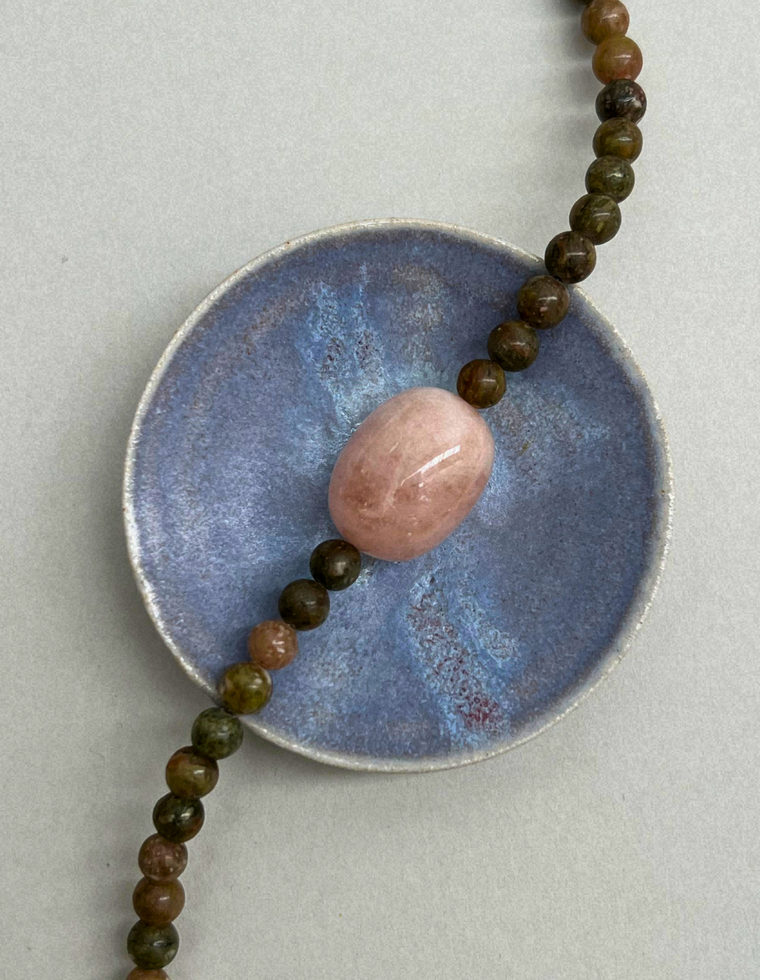 Cairn 12 – Unakite & Pink Beryl Necklace