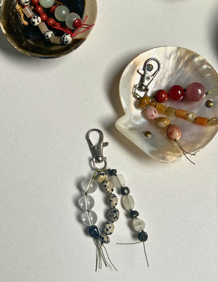 Stoned Charm - Clear Quartz & Dalmatian Jasper