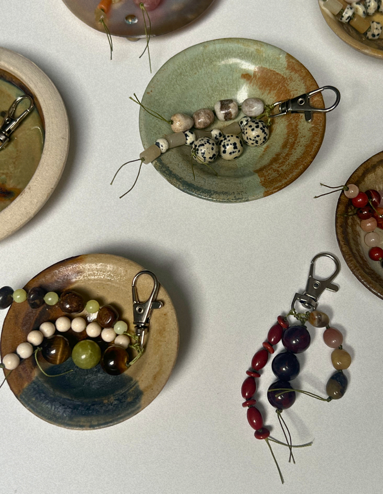 Stoned Charm - Olive Jade & Tiger Eye