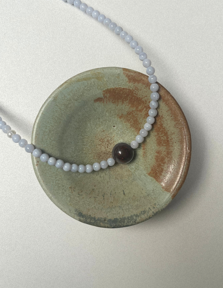 Rhythm 10 - Blue Lace Agate & Bloodstone Necklace