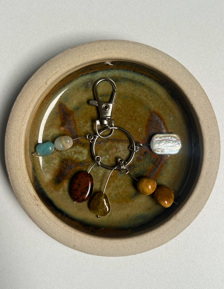 Orbit Charm – Amazonite & Mahogany Obsidian