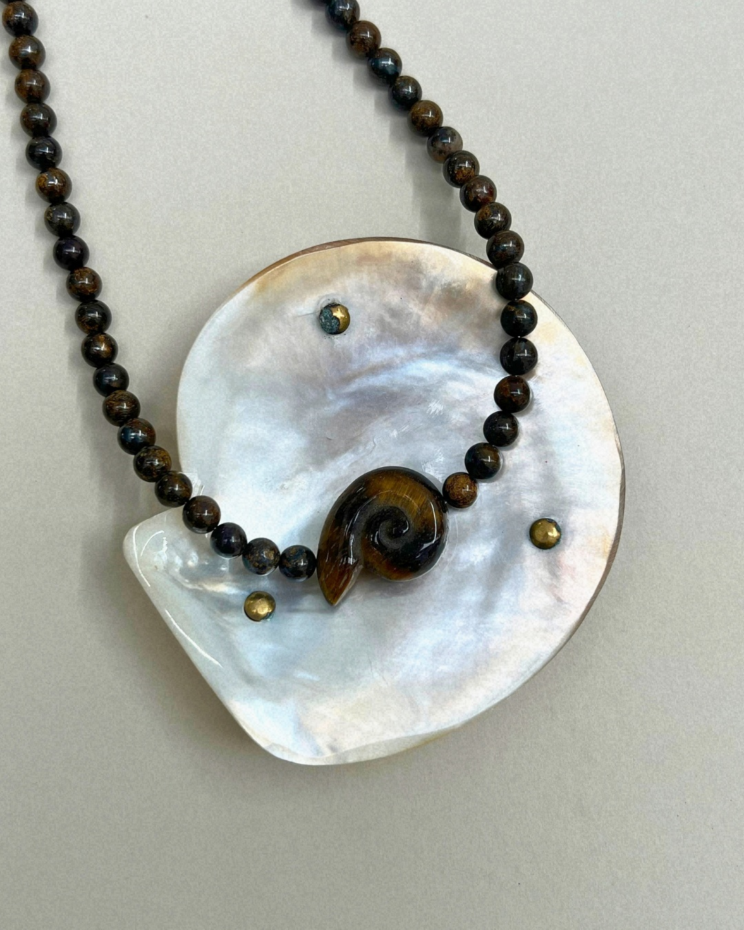 Harvest 1: bronzite whorl necklace, hand-strung by Palm of Feronia, photo 3