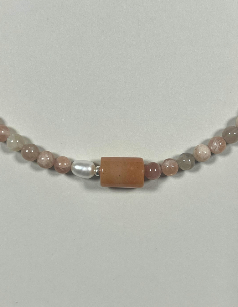Eirene II - Sunstone & Pearl Necklace