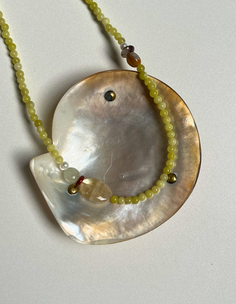 Orchard 7 - Olive Jade & Citrine Necklace