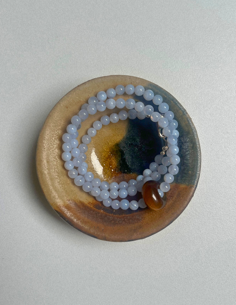 Idle Hands 57 - Blue Lace Agate Movement Necklace