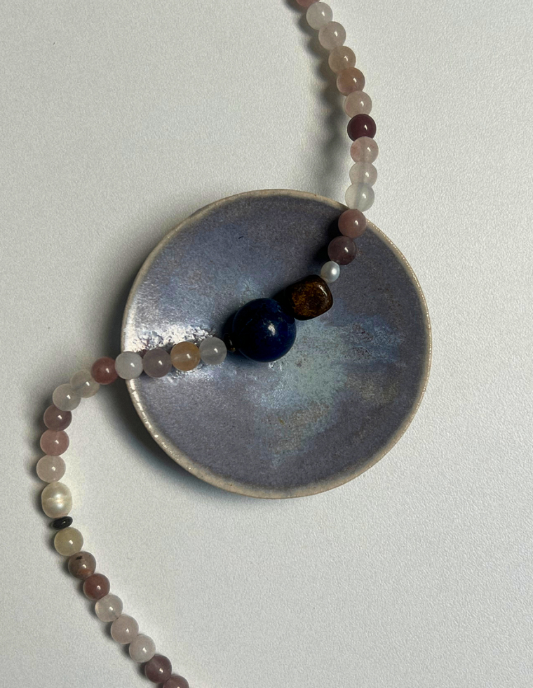 Commonplace 15 – Strawberry Quartz & Lapis Lazuli Necklace