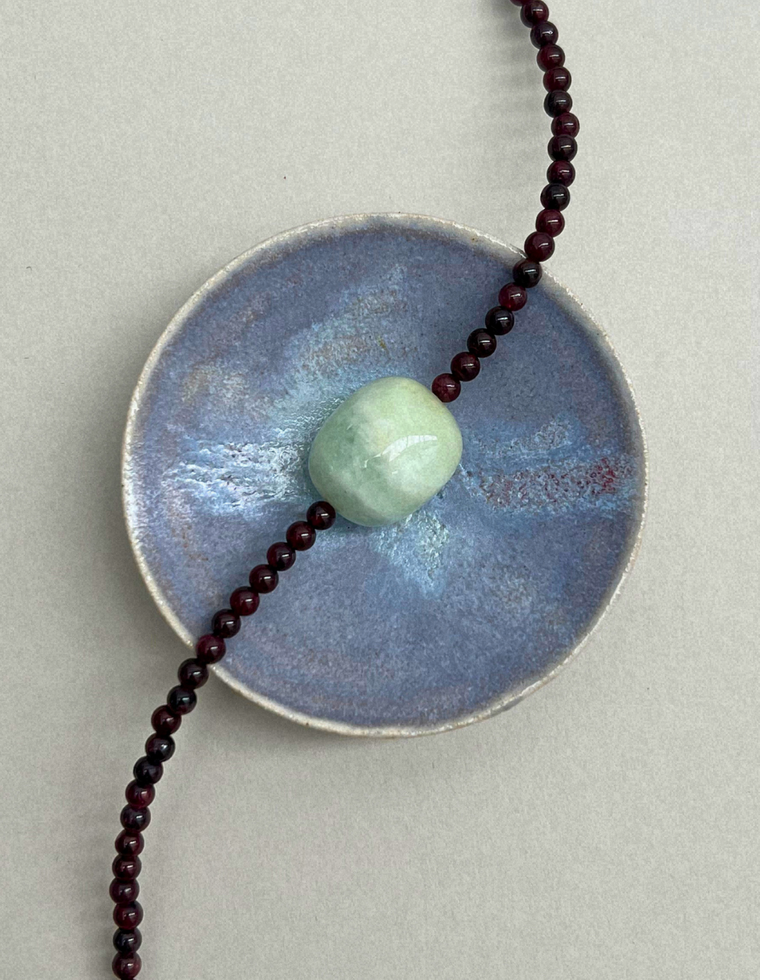 Cairn 17 – Garnet & Green Beryl Necklace