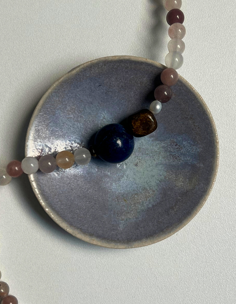 Commonplace 15 – Strawberry Quartz & Lapis Lazuli Necklace