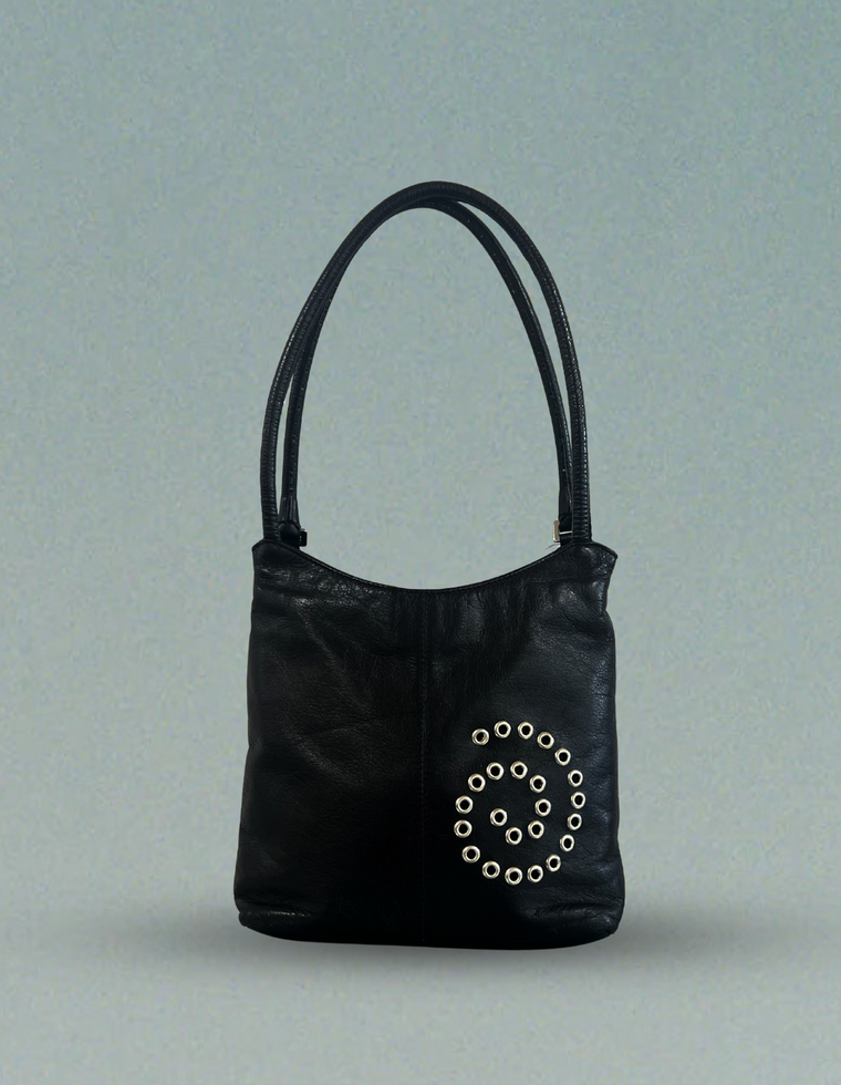 Spiral Stud Vintage Leather Bag / Piece 47
