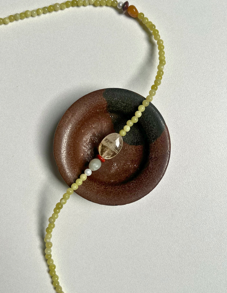 Orchard 7 - Olive Jade & Citrine Necklace