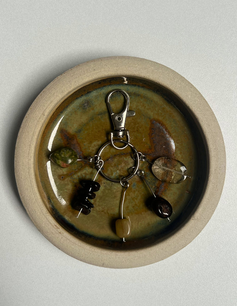 Orbit Charm – Unakite & Yellow Jade