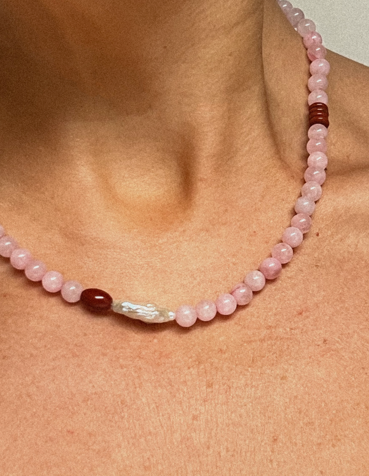 Orathi - Rose Quartz & Red Jasper Necklace