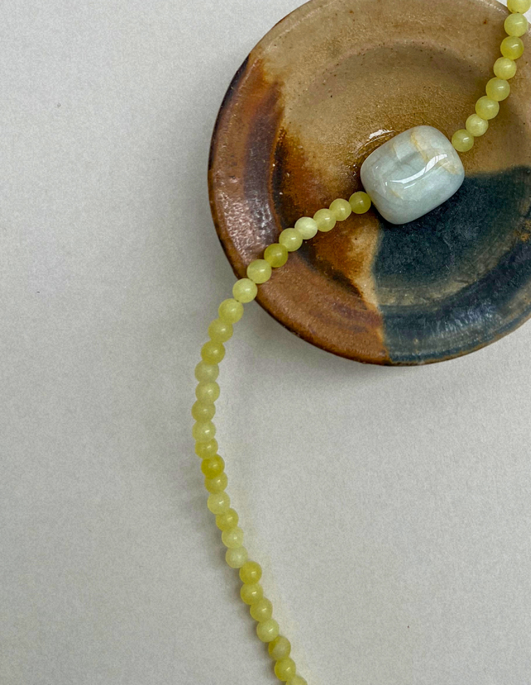Cairn 23 – Olive Jade & Green Beryl Necklace