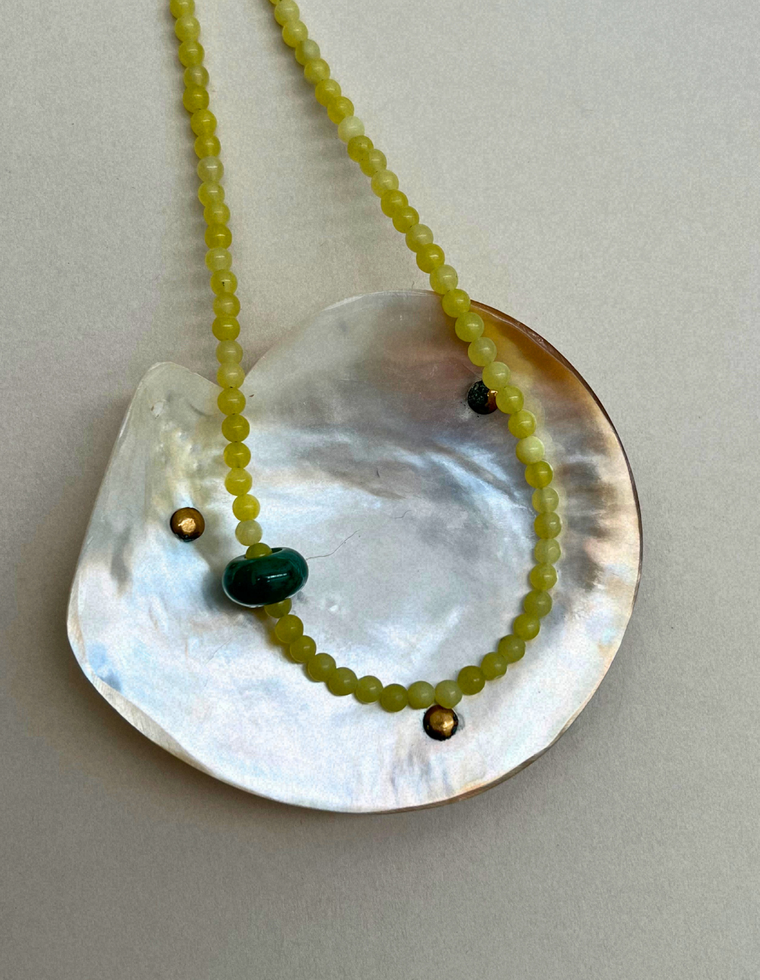 Habit 13 – Olive Jade & Indian Agate Movement Necklace