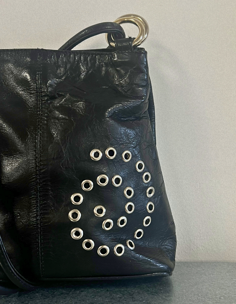 Spiral Stud Vintage Leather Bag / Piece 48