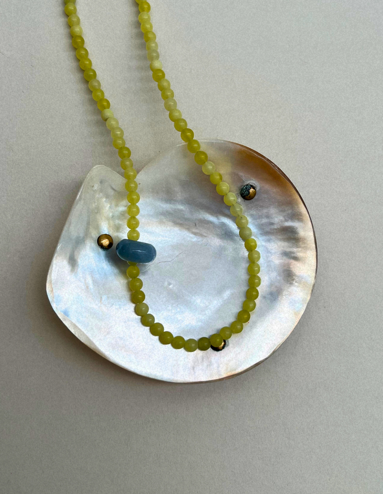 Habit 12 – Olive Jade & Blue Aventurine Movement Necklace
