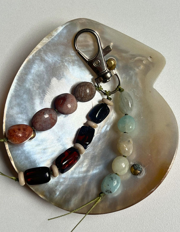 Stoned Charm - Flower Amazonite & Amber