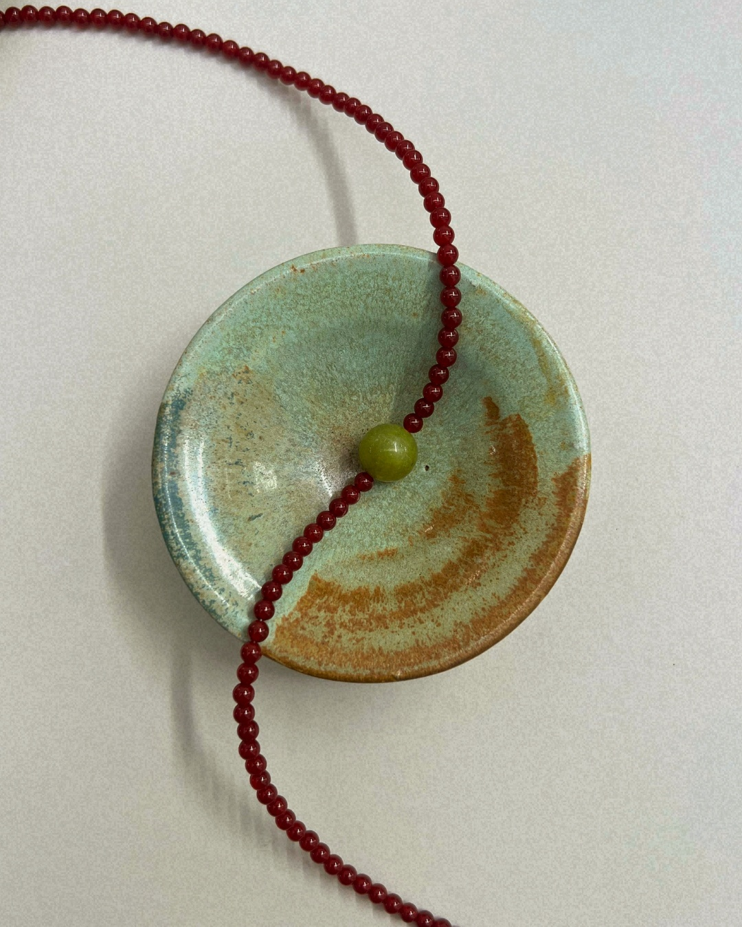 Harvest 4: carnelian and olive jade necklace, hand-strung by Palm of Feronia, photo 2