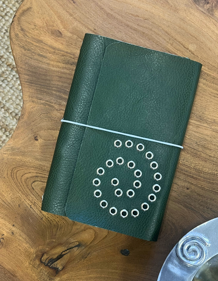 Moss Leather Spiral Journal