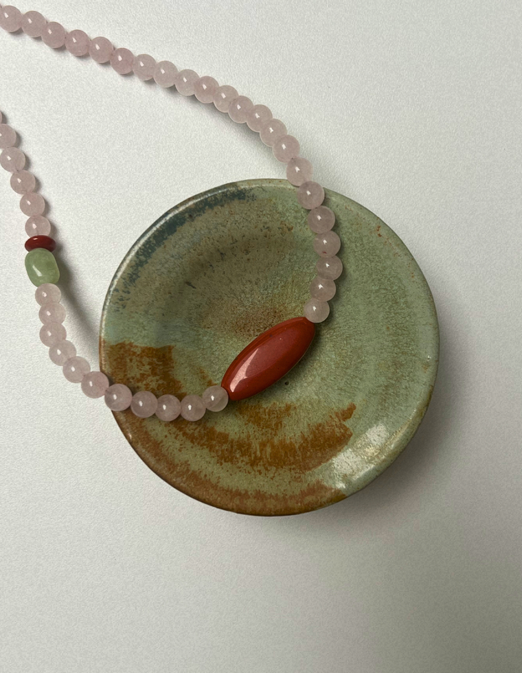 Emerge 11 - Rose Quartz & Red Jasper Necklace