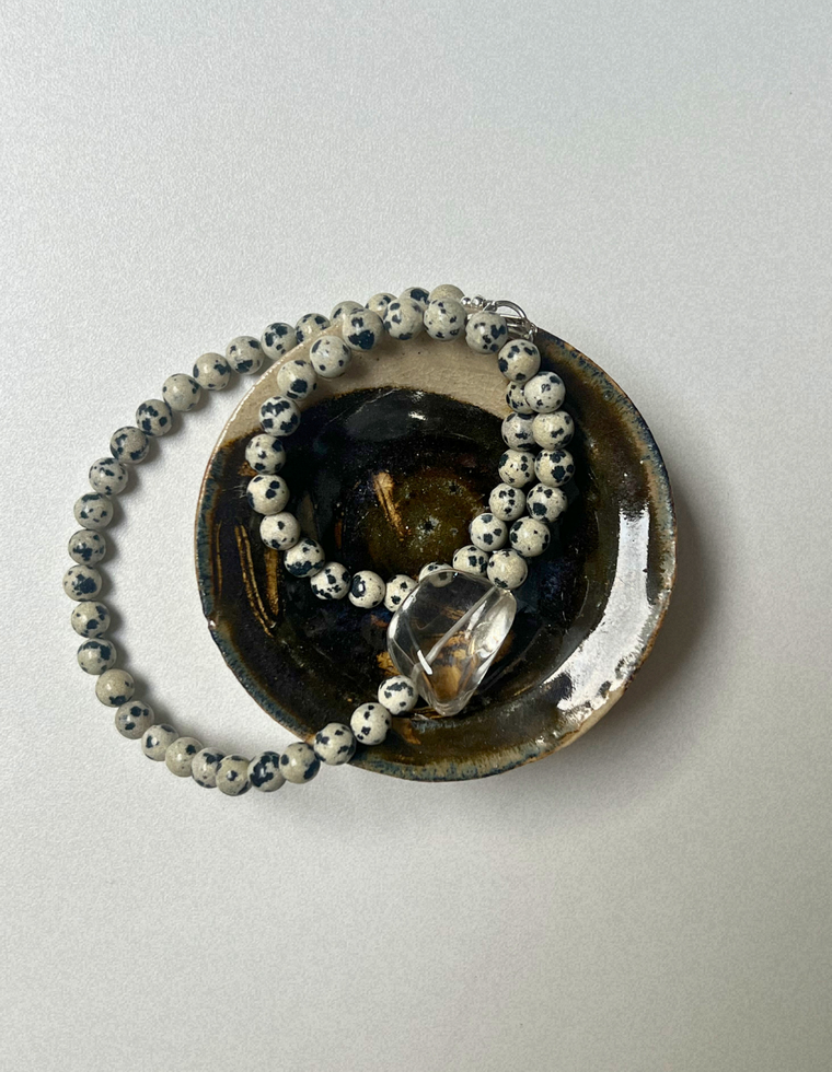 Strata 8 - Dalmatian Jasper & Clear Quartz Necklace