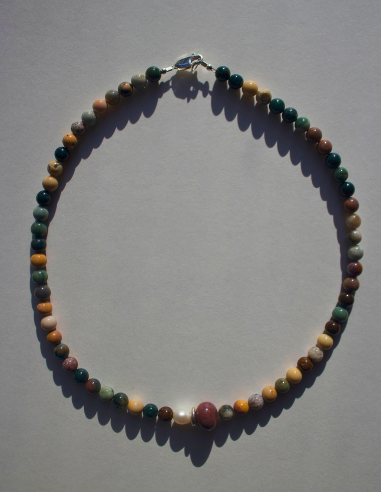 Nerida - Jasper & Pearl Necklace