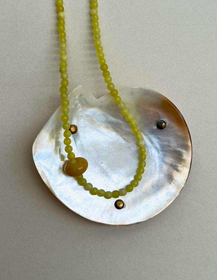 Habit 11 – Olive Jade & Yellow Topaz Movement Necklace