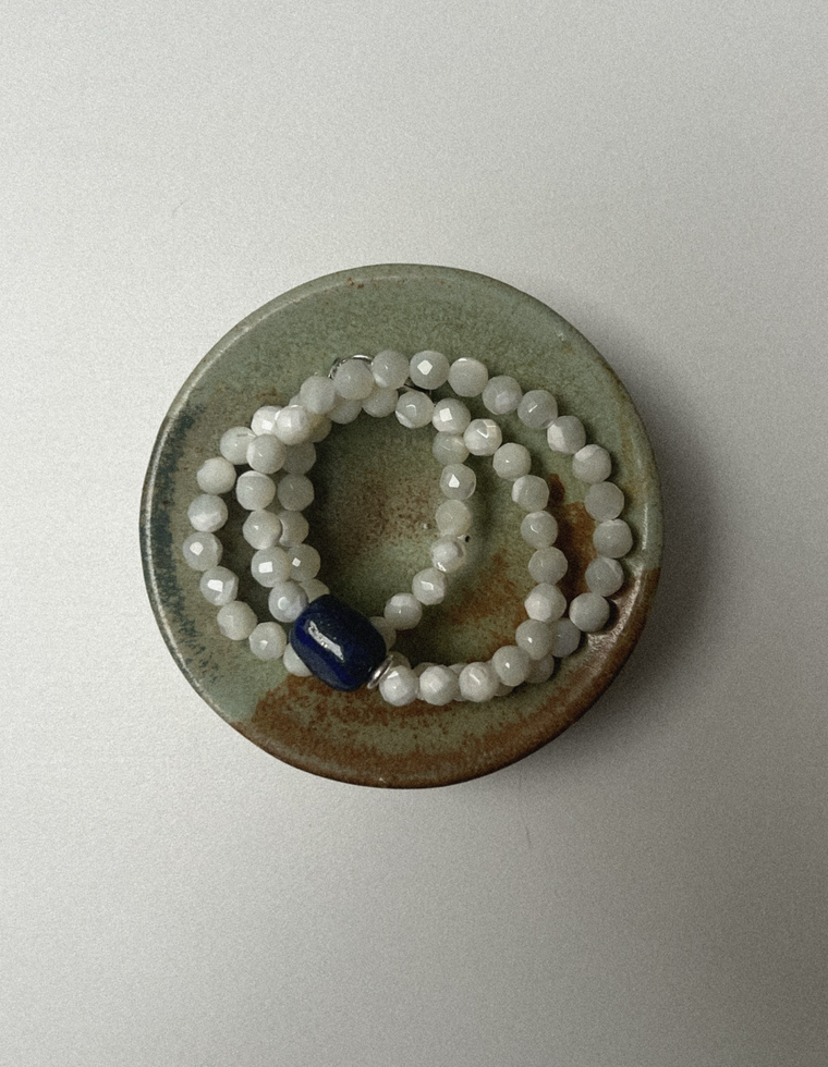 Mareth- Mother of Pearl & Lapis Lazuli Necklace
