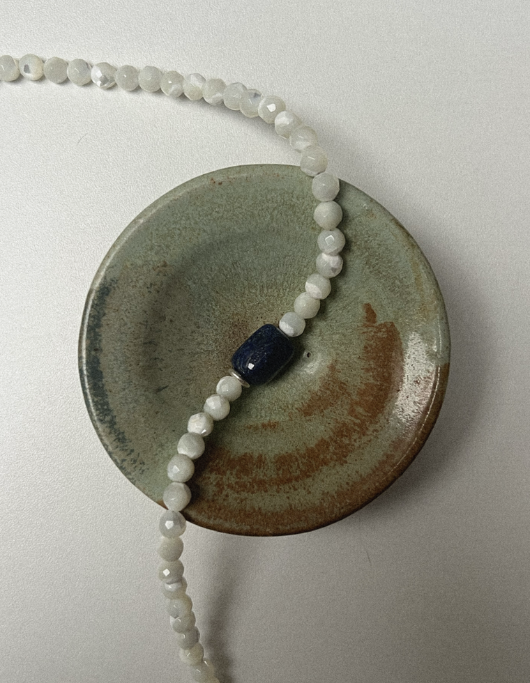 Mareth- Mother of Pearl & Lapis Lazuli Necklace