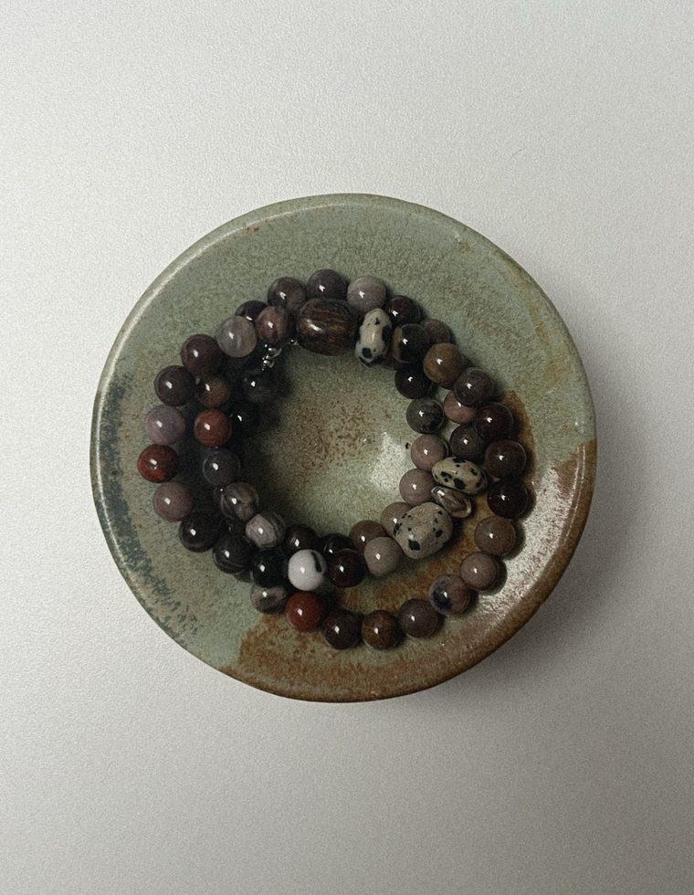 Solenne - Petrified Wood & Dalmatian Jasper Necklace