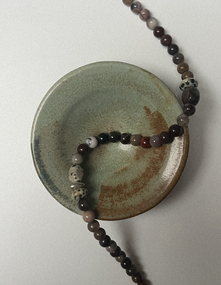 Solenne - Petrified Wood & Dalmatian Jasper Necklace