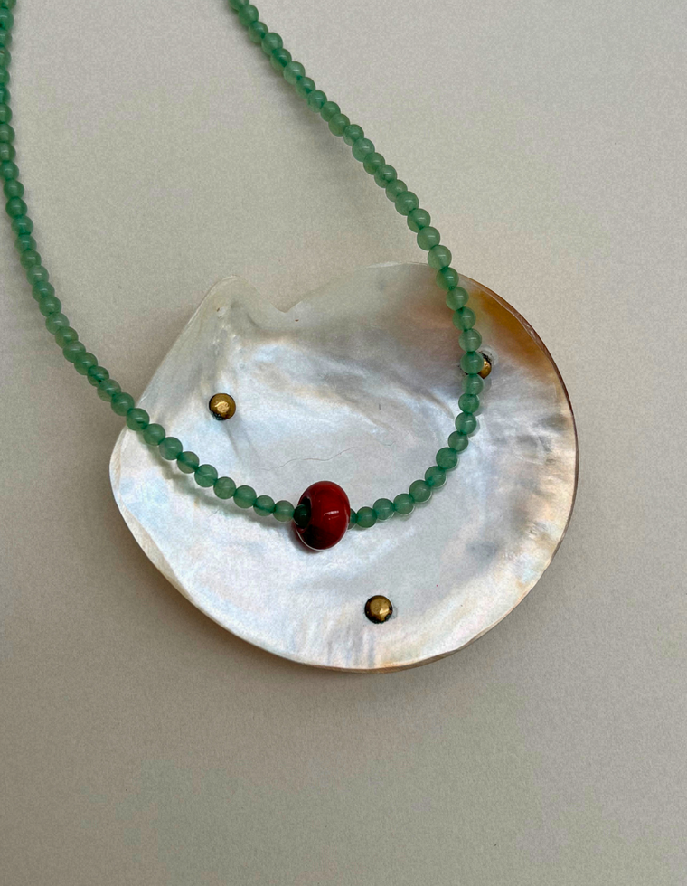 Habit 15 – Blue-Green Aventurine & Red Jasper Movement Necklace