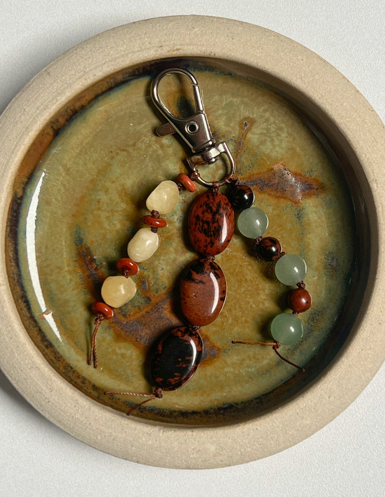 Stoned Charm - Yellow Jade & Mahogany Obsidian