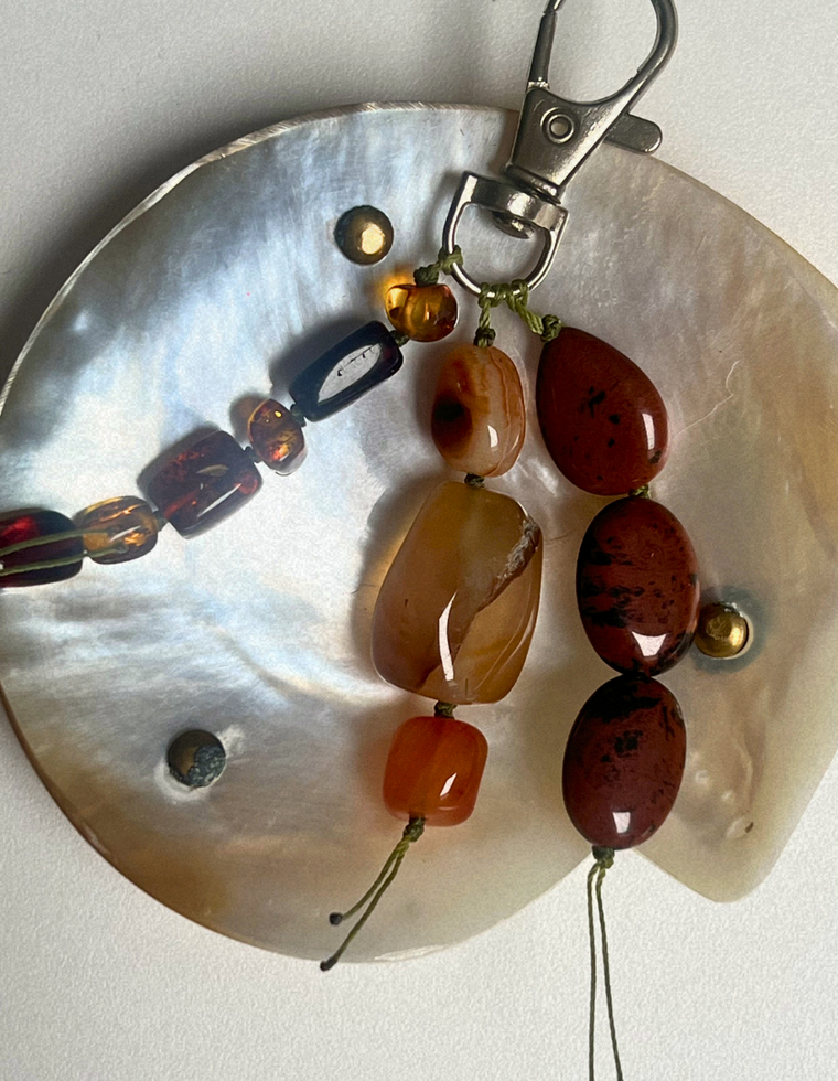 Stoned Charm - Carnelian & Mahogany Obsidian