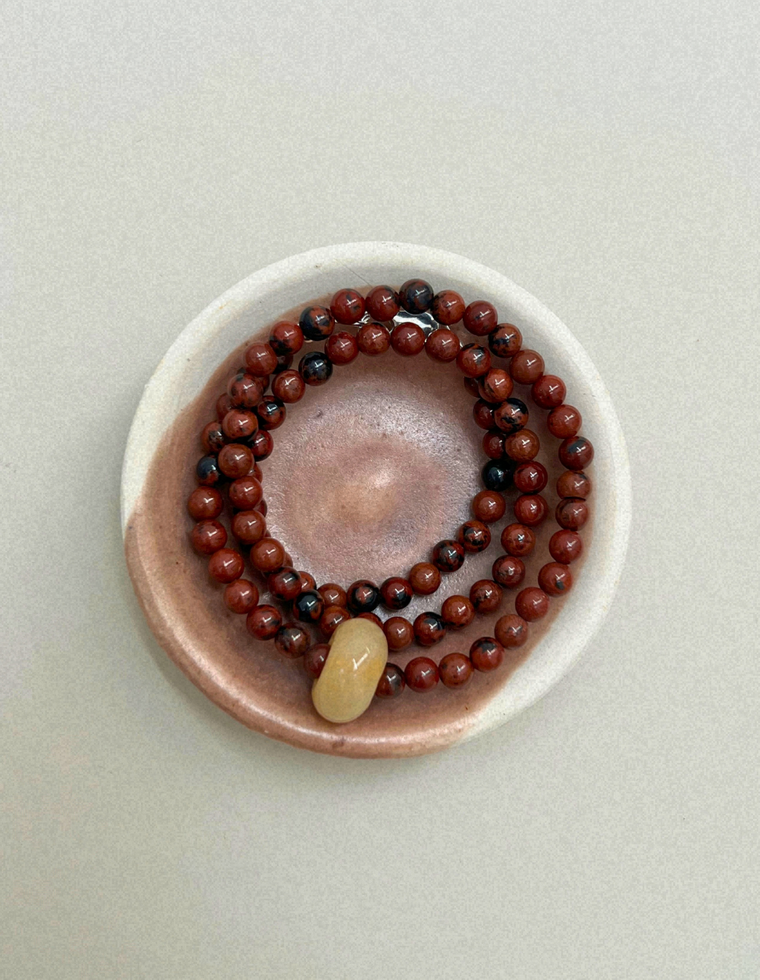 Keepsake 5 – Mahogany Obsidian & Yellow Topaz Movement Necklace