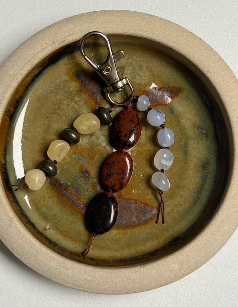 Stoned Charm - Pyrite & Mahogany Obsidian